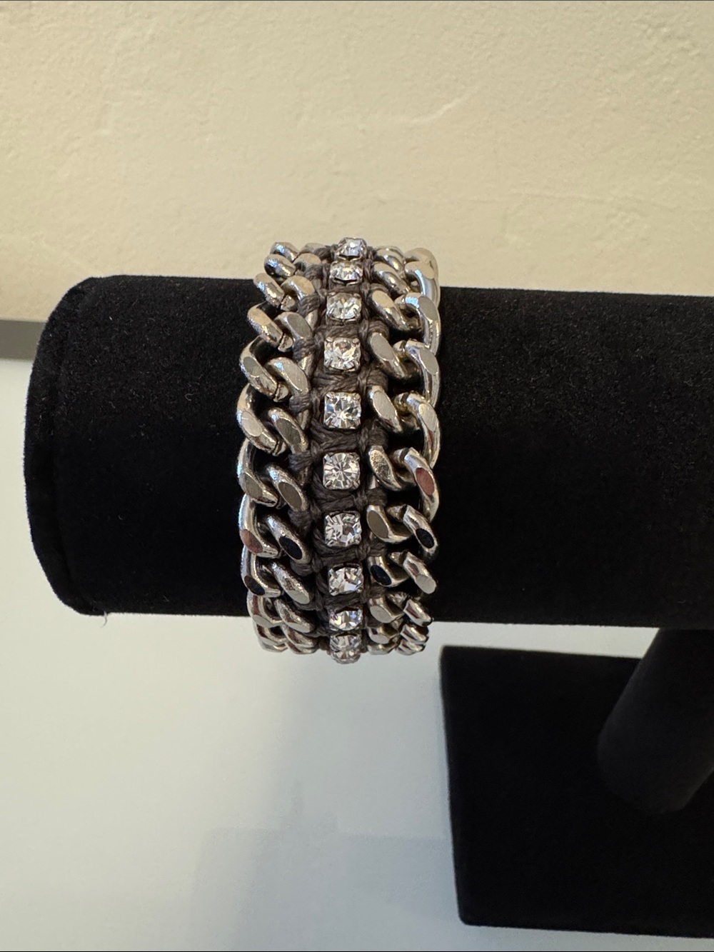 Rhinestone Chain Wrap Bracelet - Silver
